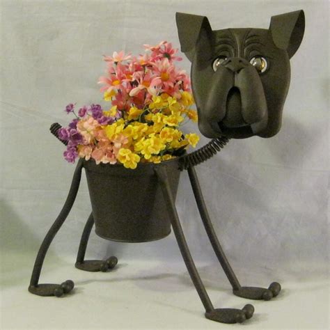 Custom Boxer Dog Metal Hanging Planter Wall Art Decor